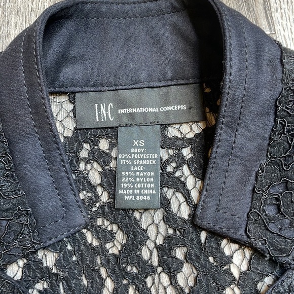 International Clothing Company Women’s Black Suede and Lace Moto Jacket, sz XS - Picture 2 of 11